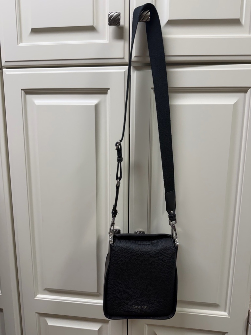 Calvin Klein Black Pebbled Leather Mini Crossbody